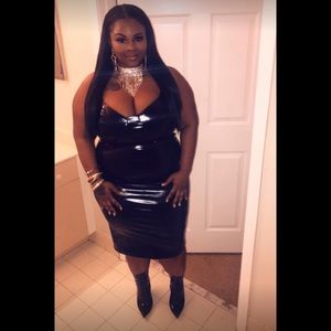 Faux Lather Black dress